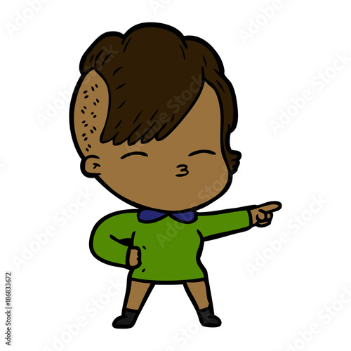 cartoon squinting girl