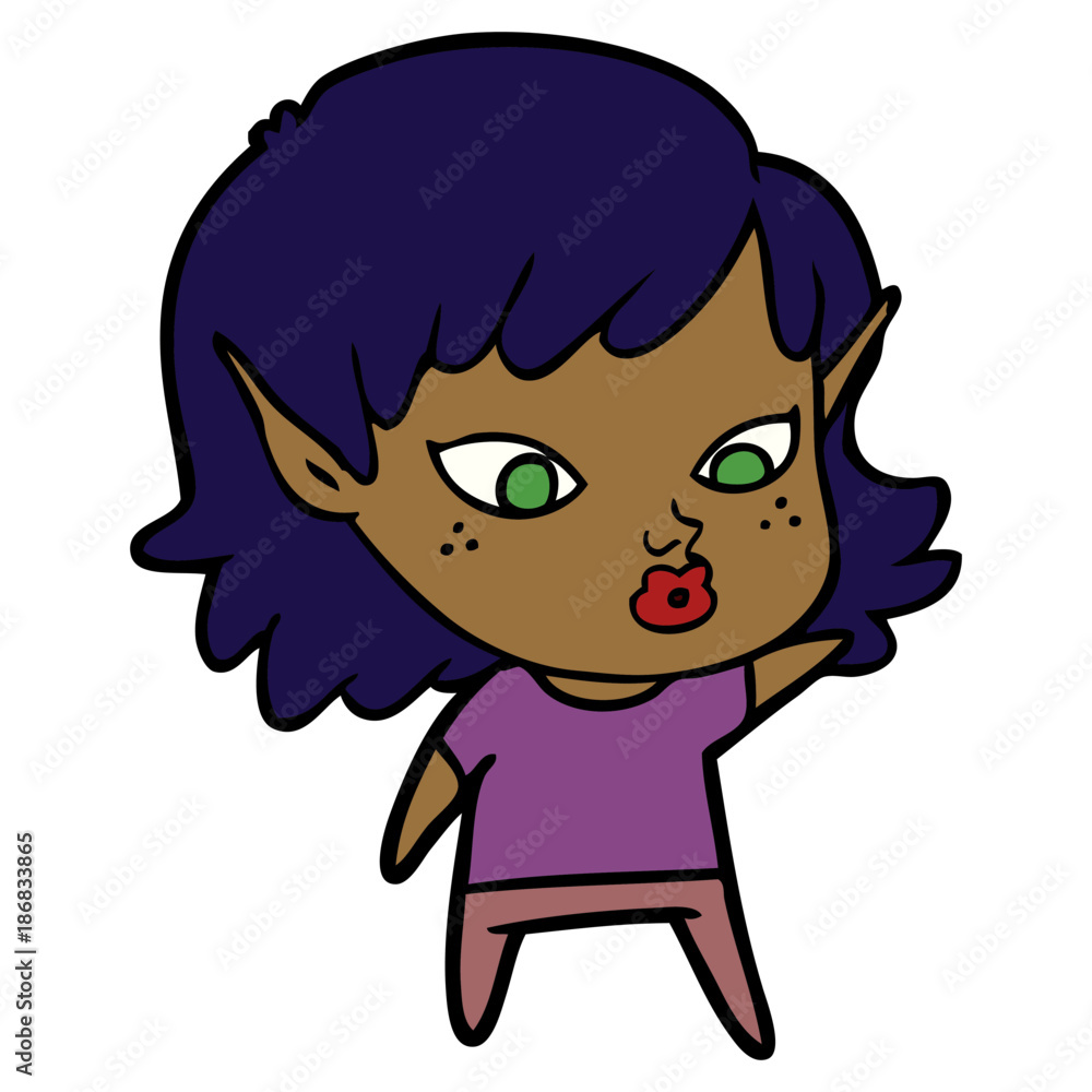 pretty cartoon elf girl pretty cartoon elf girl