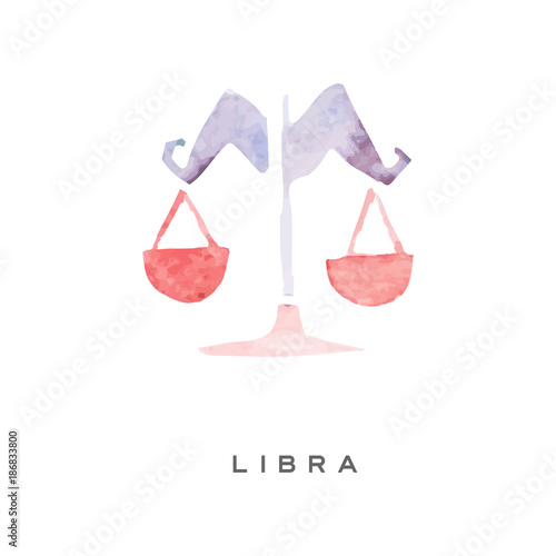 Libra zodiac sign, part of zodiacal system watercolor vector illustration isolated on a white background