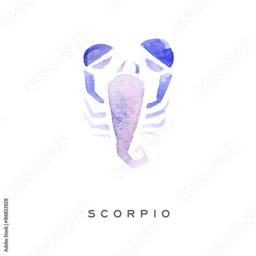 Scorpion zodiac sign, part of zodiacal system watercolor vector illustration isolated on a white background