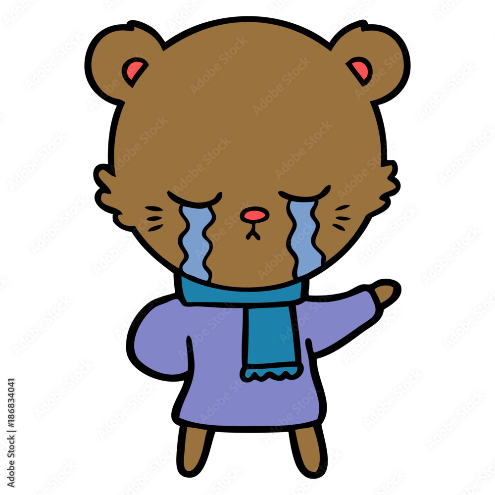 crying cartoon bear wearing winter clothes crying cartoon bear wearing winter clothes