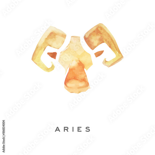 Aries zodiac sign, part of zodiacal system watercolor vector illustration isolated on a white background