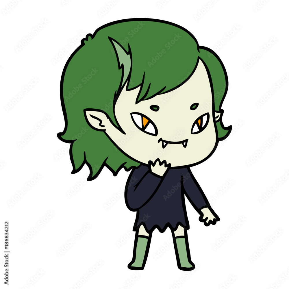 cartoon friendly vampire girl considering cartoon friendly vampire girl considering