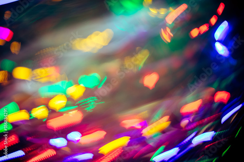 Abstract blurred colorful christmas bokeh heart background