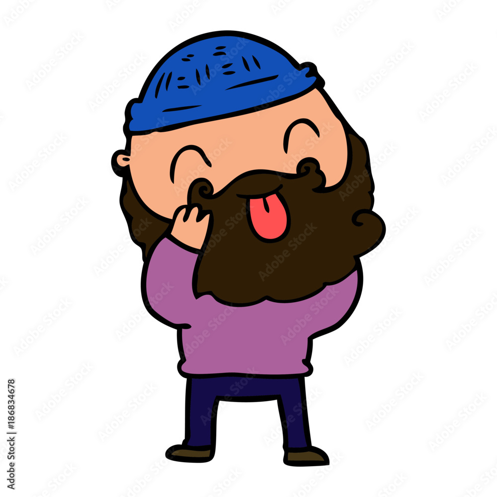 man with beard sticking out tongue