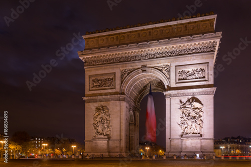 Paris Arc de Triomphe Triumphal Arch at Chaps Elysees at night, Paris © Netfalls