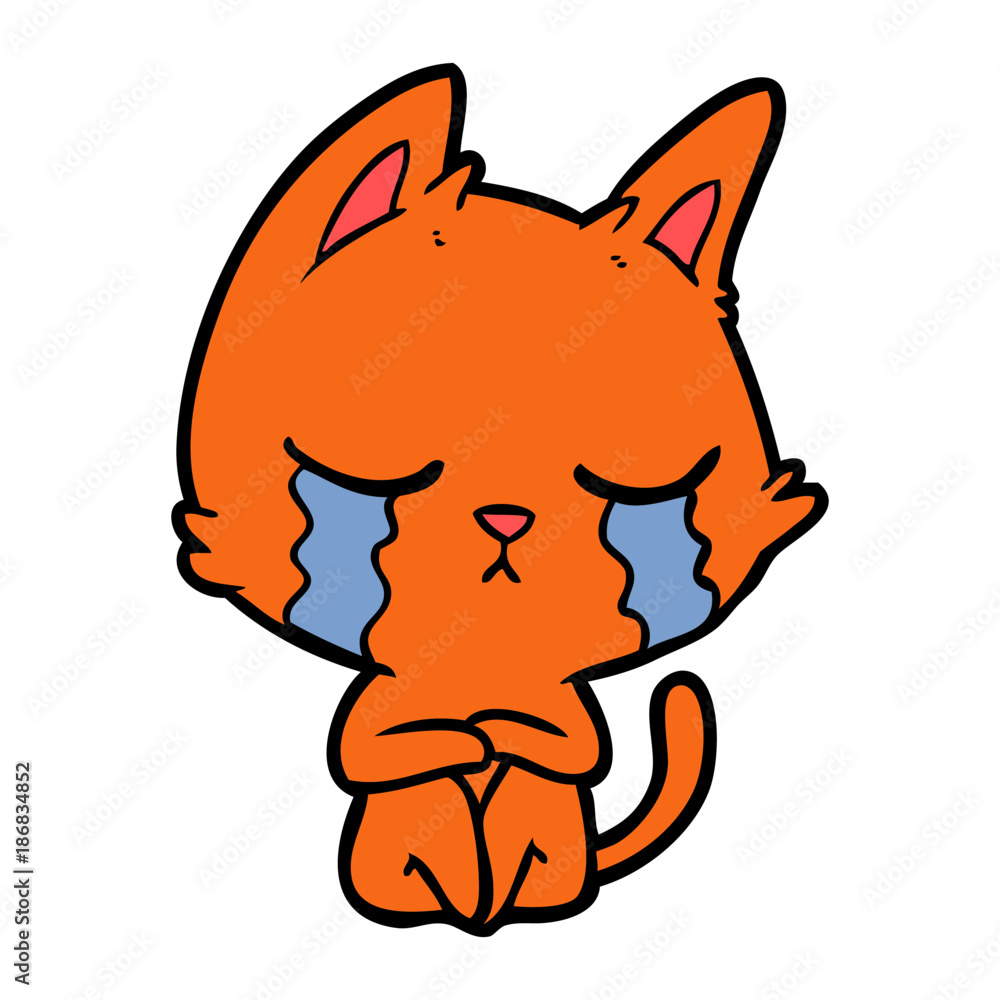 crying cartoon cat sitting crying cartoon cat sitting
