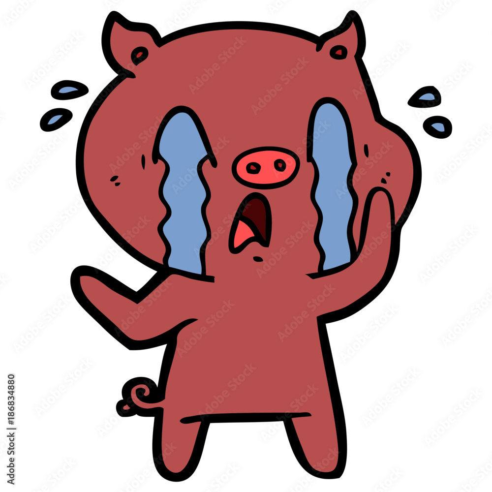 Fototapeta premium crying pig cartoon