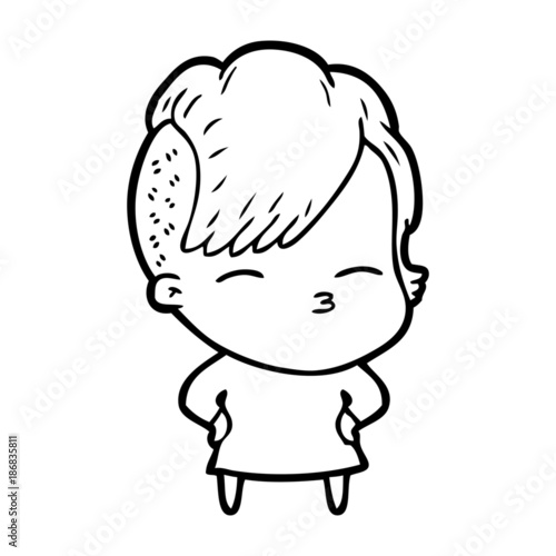 cartoon squinting girl