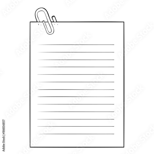 cartoon lined paper with paperclip