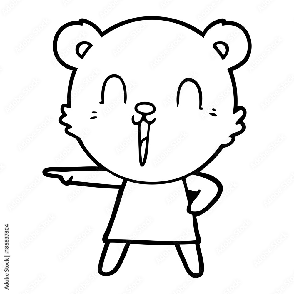 happy cartoon bear pointing happy cartoon bear pointing