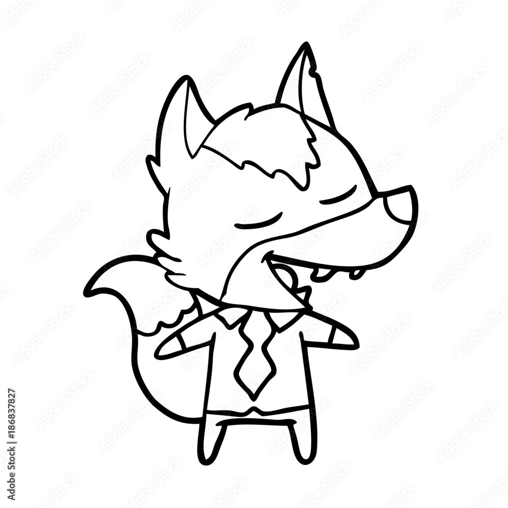 cartoon office wolf laughing
