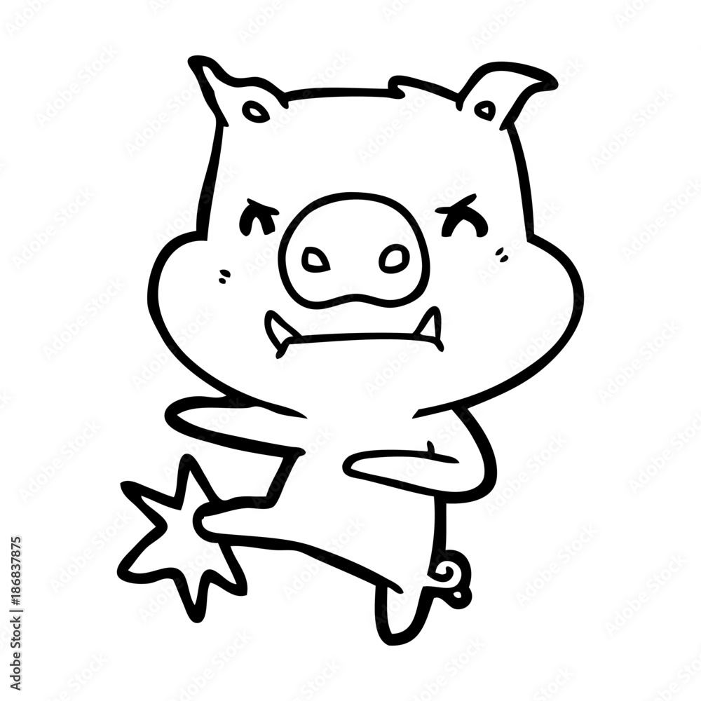 angry cartoon pig karate kicking angry cartoon pig karate kicking