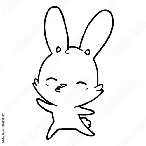 curious waving bunny cartoon