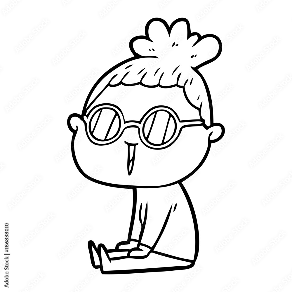 cartoon woman wearing spectacles cartoon woman wearing spectacles
