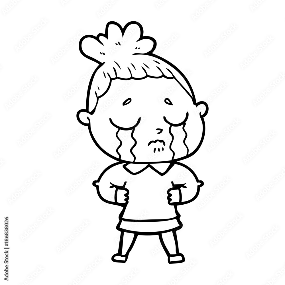 cartoon crying woman