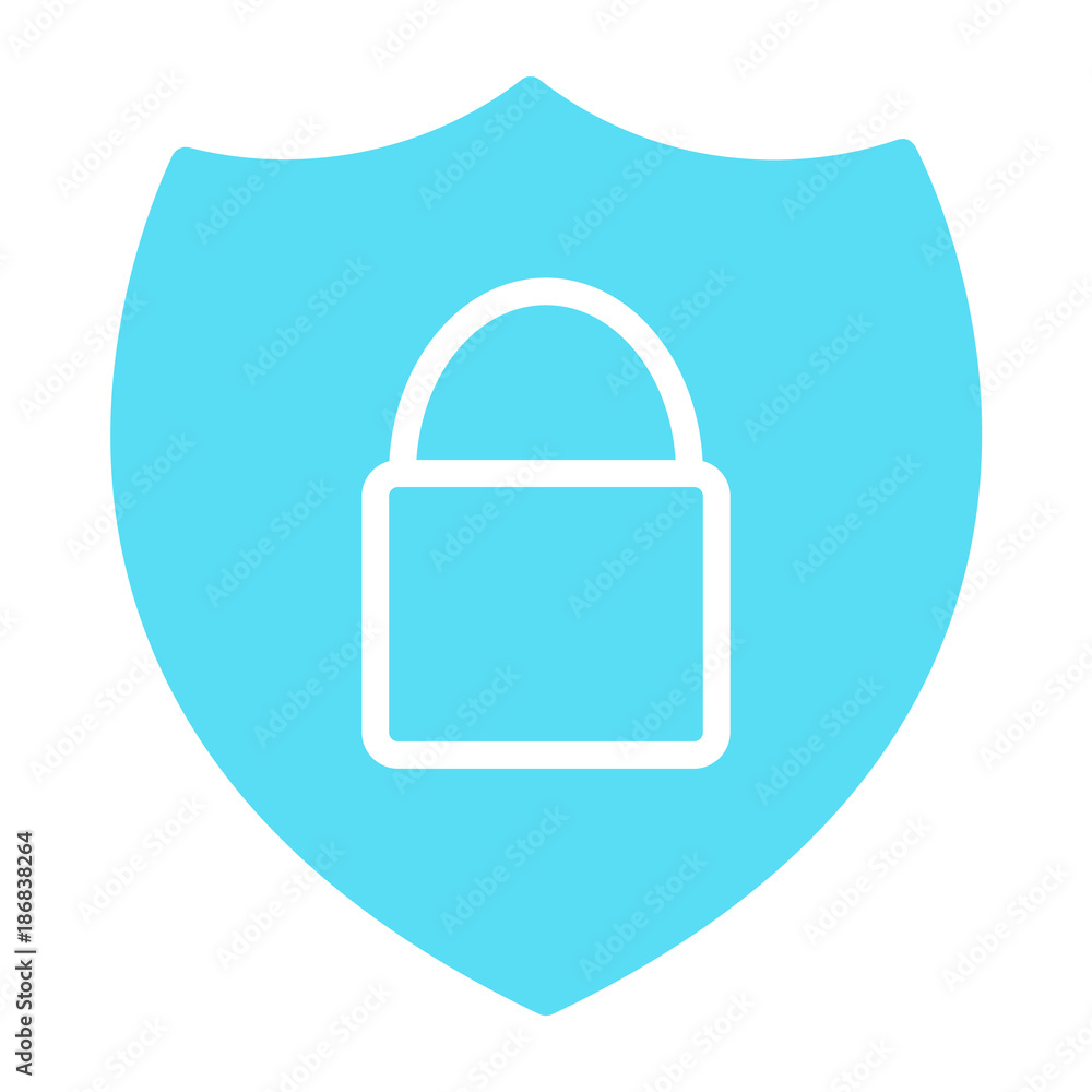Security Shield With Lock Pixel Perfect Vector Silhouette Icon 48x48. Simple Minimal Pictogram