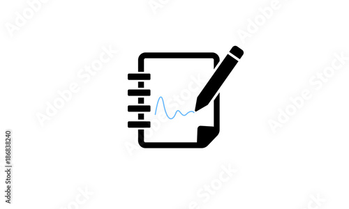 Book or notepad icon with pen