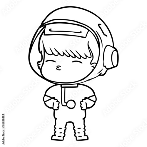 cartoon curious astronaut