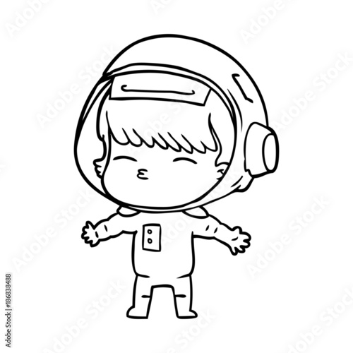 cartoon curious astronaut