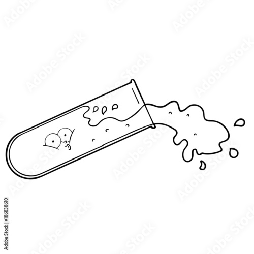 cartoon test tube spilling