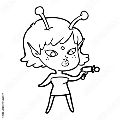 pretty cartoon alien girl