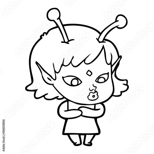 pretty cartoon alien girl