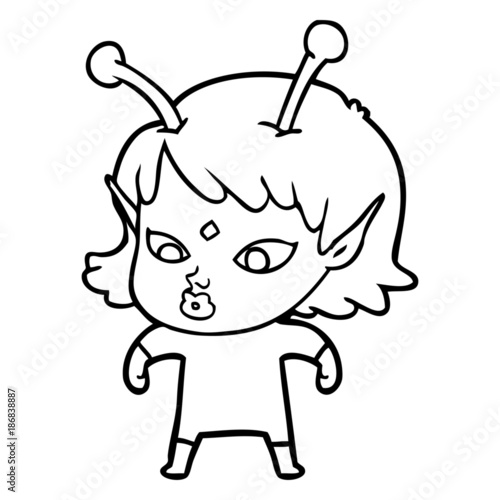 pretty cartoon alien girl