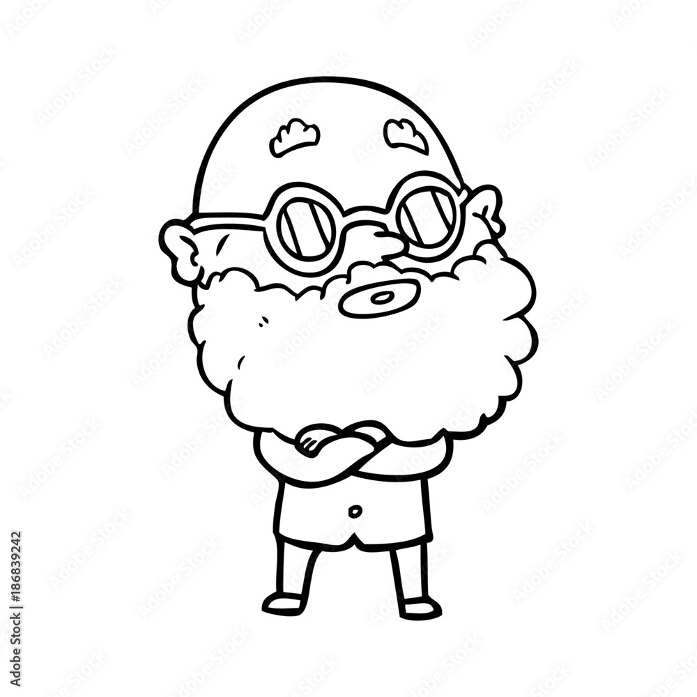 cartoon curious man with beard and glasses cartoon curious man with beard and glasses