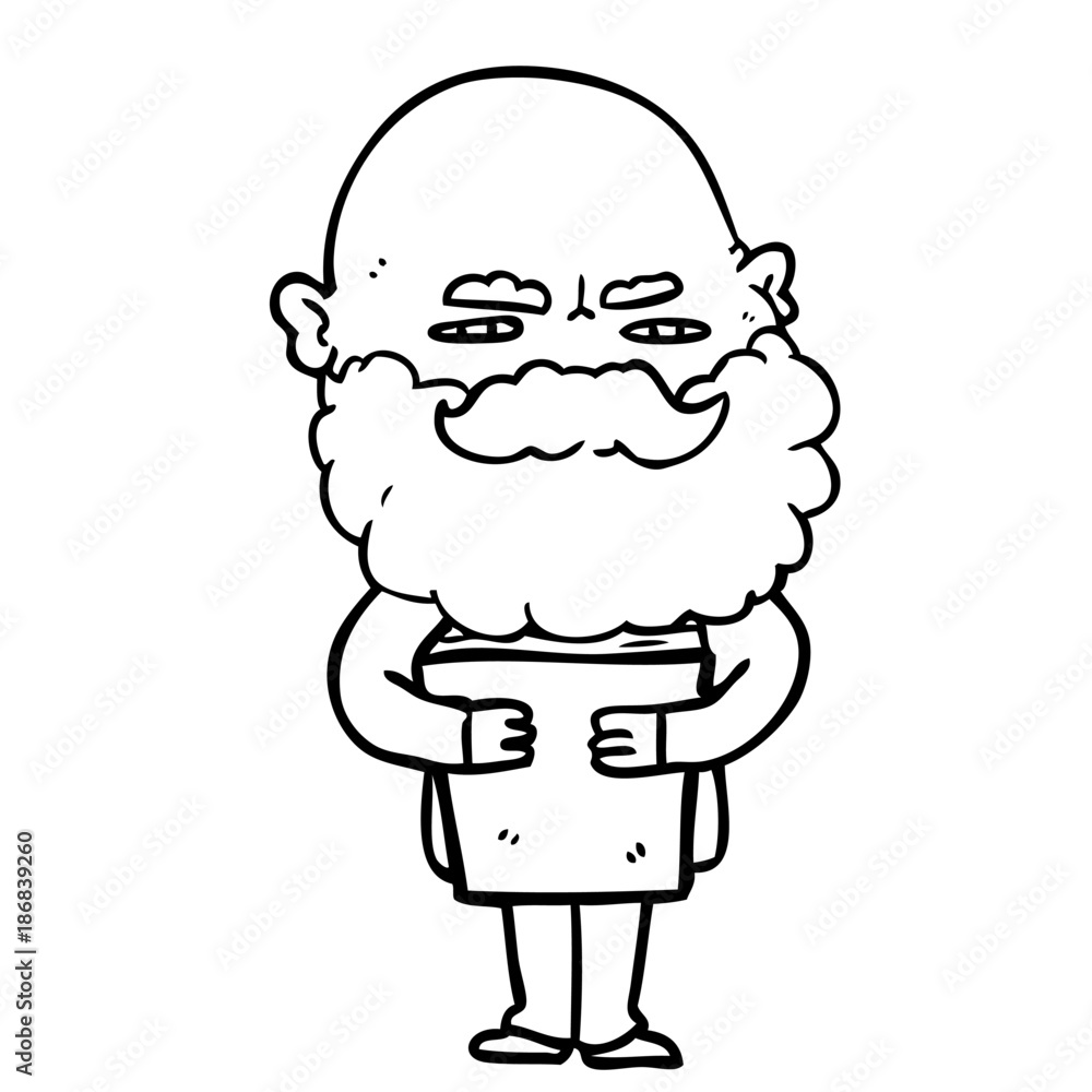 cartoon man with beard frowning cartoon man with beard frowning