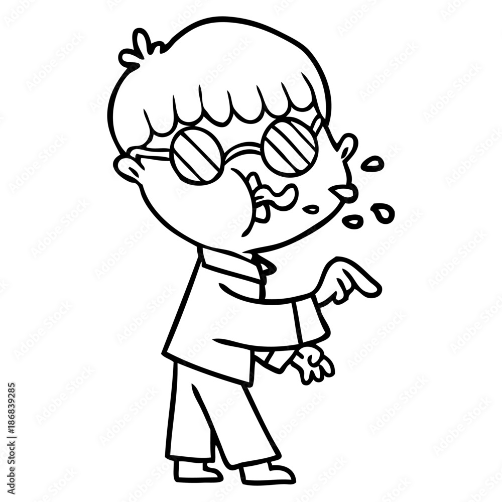 cartoon boy wearing spectacles and making point cartoon boy wearing spectacles and making point