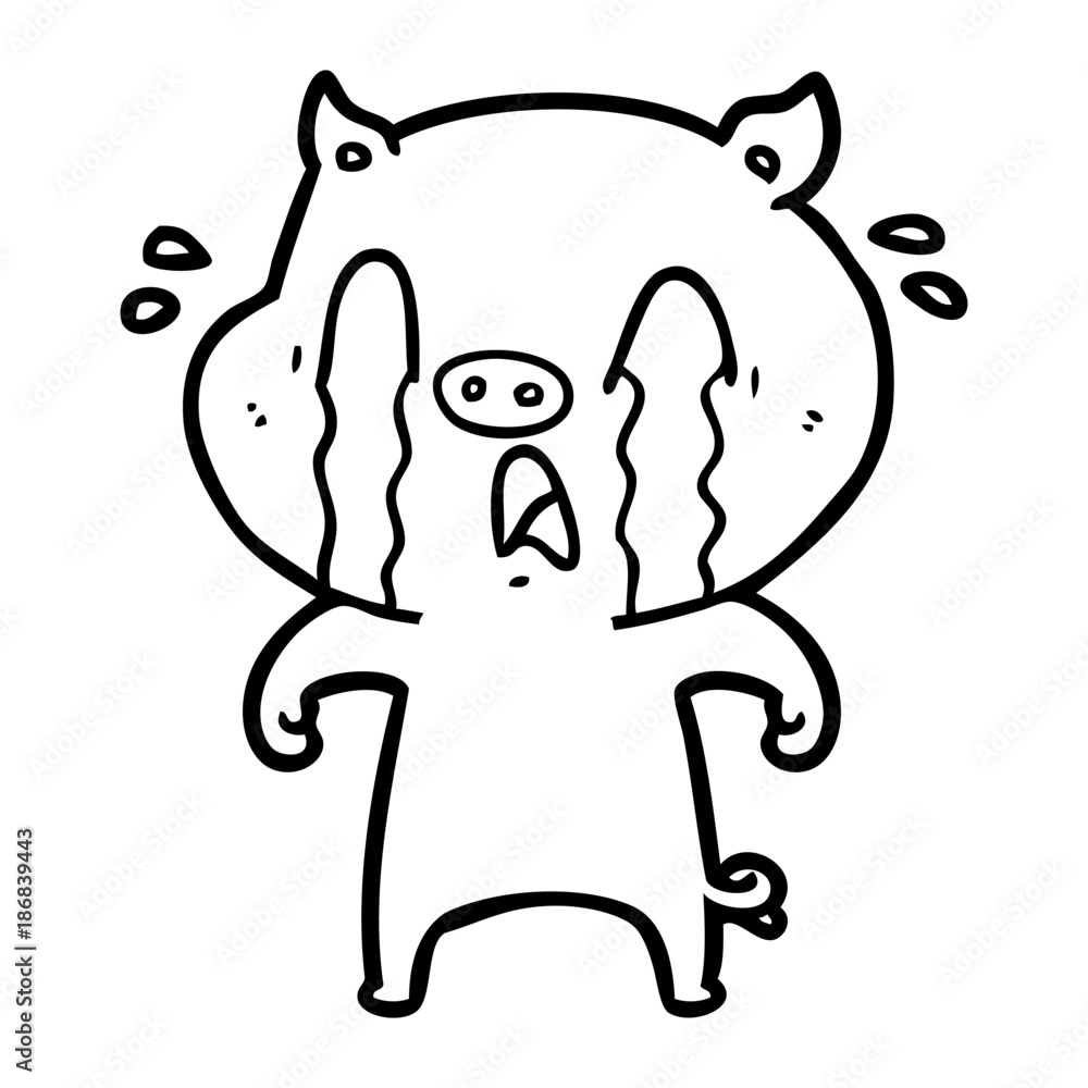 crying pig cartoon