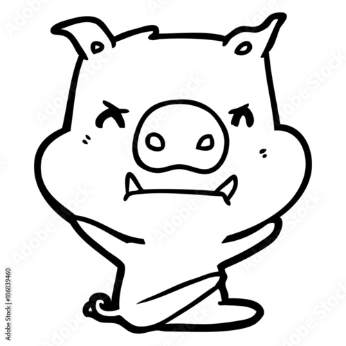 angry cartoon pig throwing tantrum