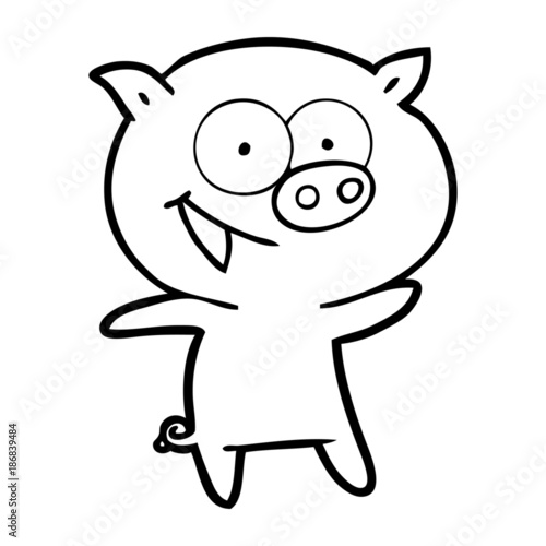 cheerful pig cartoon