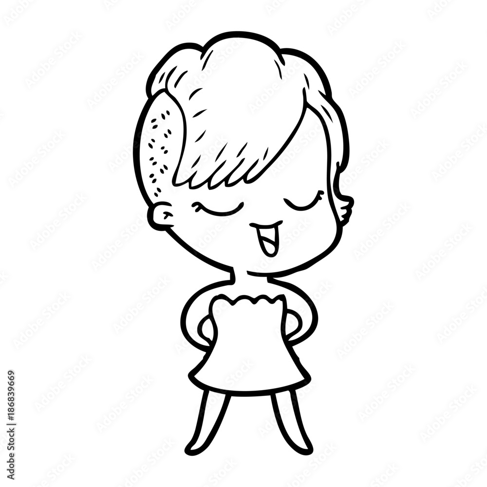 happy cartoon girl in cocktail dress happy cartoon girl in cocktail dress