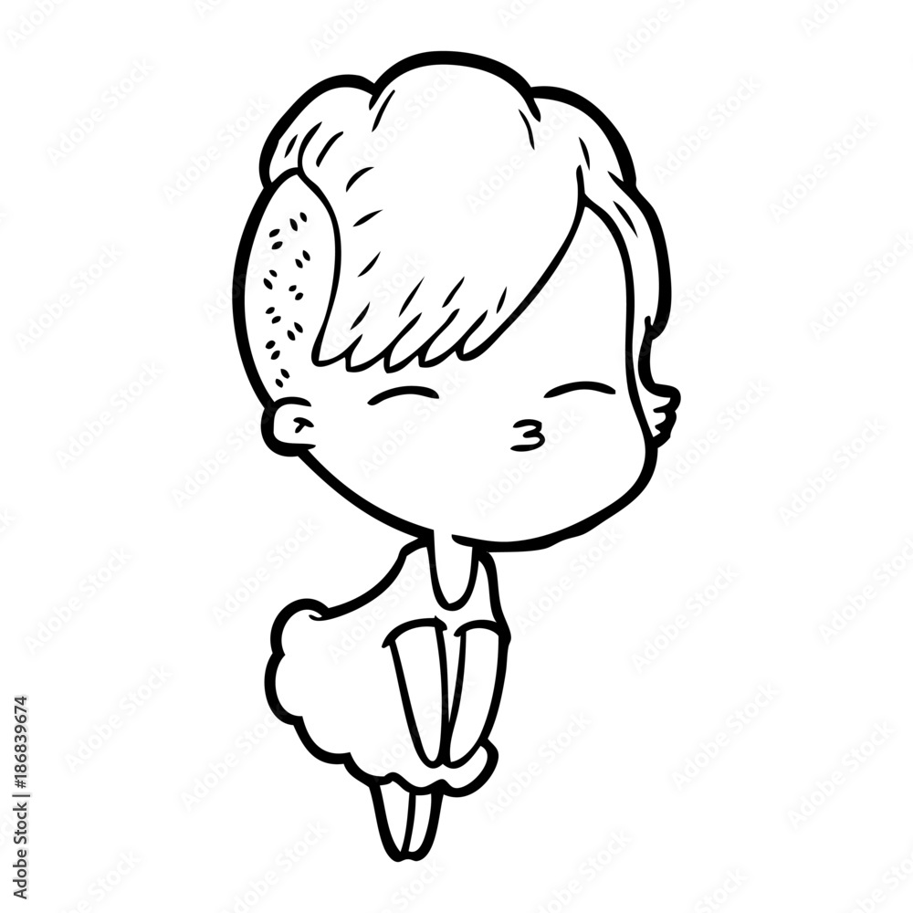 cartoon squinting girl in dress cartoon squinting girl in dress