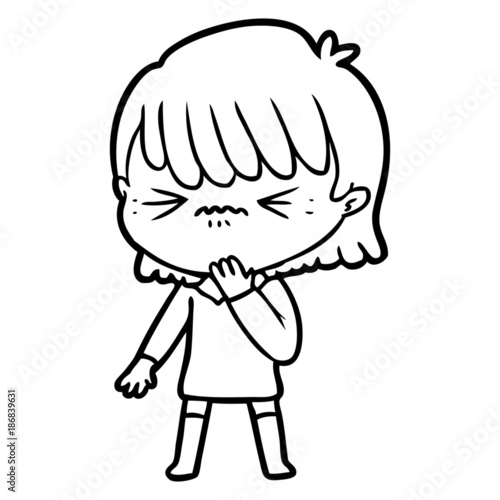 cartoon girl regretting a mistake