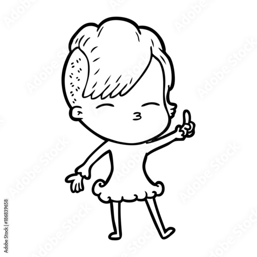 cartoon squinting girl