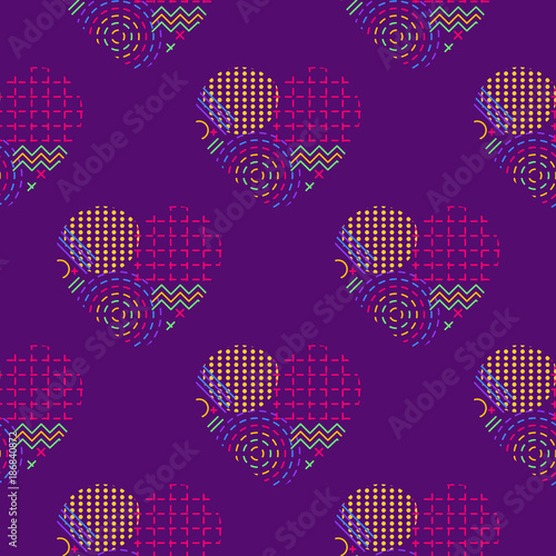 Fototapeta Naklejka Na Ścianę i Meble -  A seamless pattern featuring repeating abstract hearts this romantic texture would be ideal for use