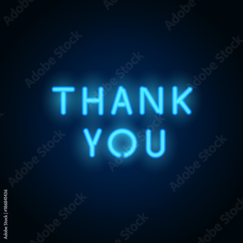 Neon thank you. Vector realistic neon letters