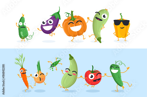 Funny vegetable characters - set of vector isolated illustrations