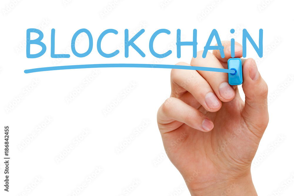 Blockchain Handwritten With Blue Marker Blockchain Handwritten With Blue Marker
