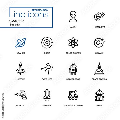 Space concept - line design icons set