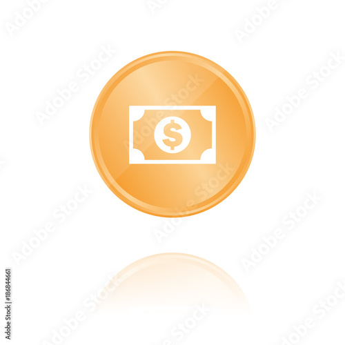Dollar - Banknote - Bronze Münze mit Reflektion