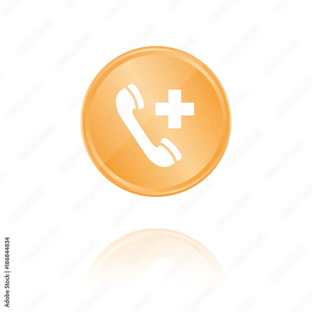 Telefon - Notruf - Bronze Münze mit Reflektion Telefon - Notruf - Bronze Münze mit Reflektion