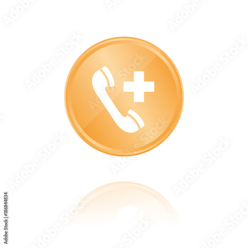 Telefon - Notruf - Bronze Münze mit Reflektion
