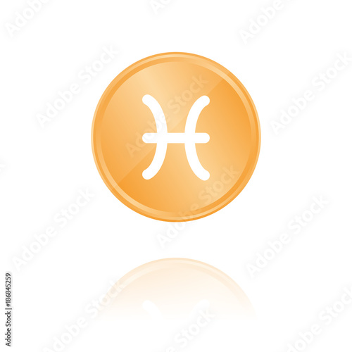 Fisch - Sternzeichen - Bronze Münze mit Reflektion