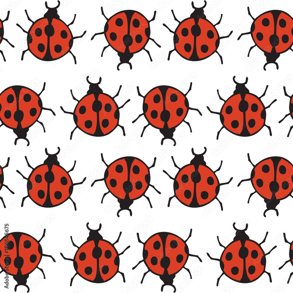Fototapeta premium Seamless Pattern with Red Ladybugs