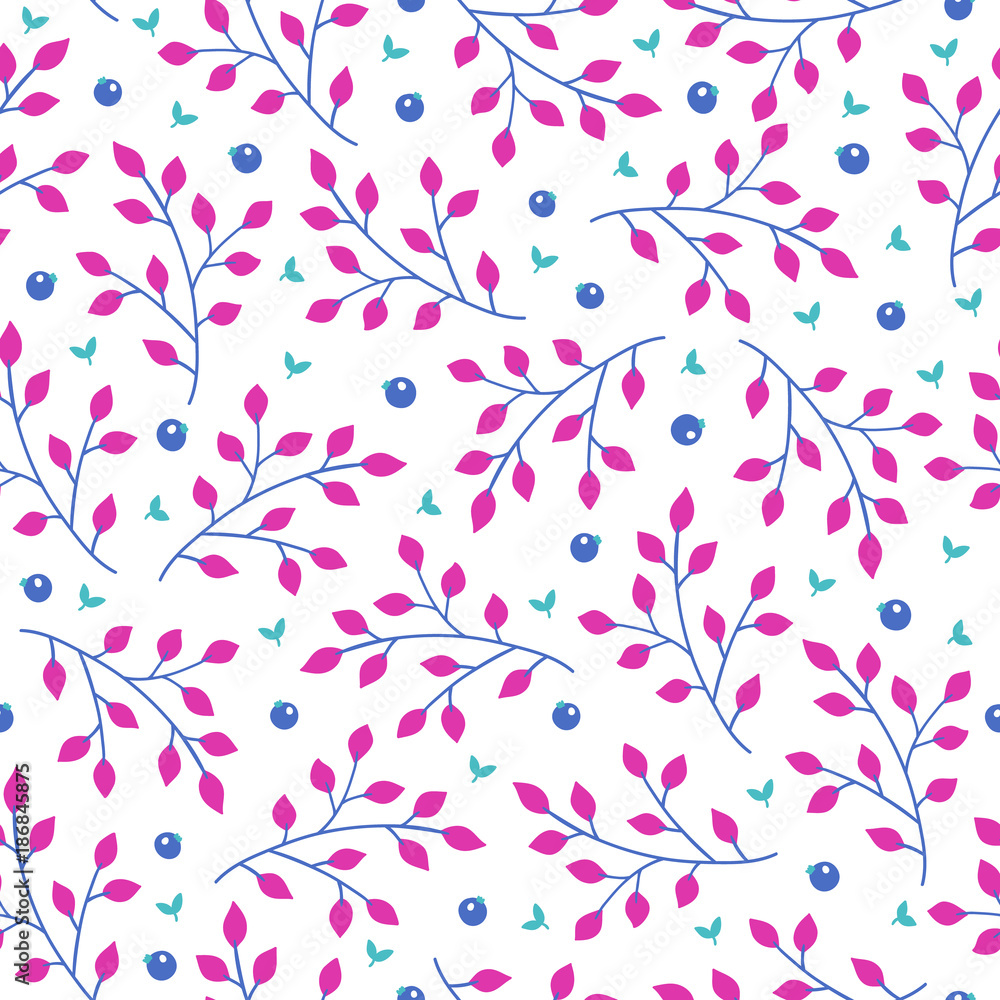 Valentine seamless pattern with berries, branches and hearts Valentine seamless pattern with berries, branches and hearts