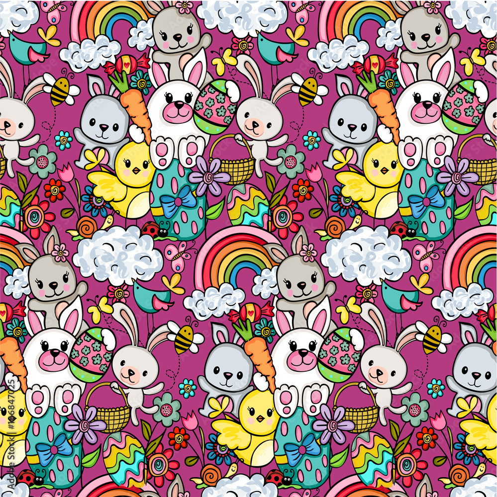 Fototapeta premium Easter colorful seamless background 
